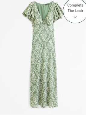 Abercrombie & Fitch Green Floral Midi Dress NWT Size Large